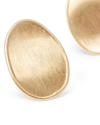 18K Yellow Gold Lunaria Oval Stud Earrings