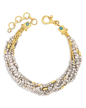 Gurhan 22 & 24k Yellow Gold Rain Keshi Pearl, Australian Opal, & Diamond Multistrand Bracelet In Grey/gold