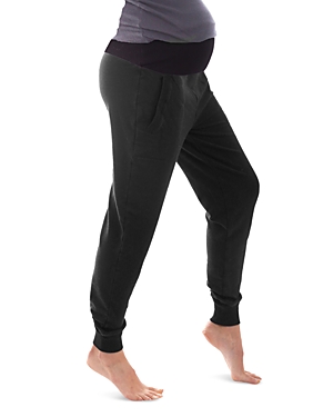Plush Maternity Ultra Soft Over-belly Jogger Trousers In Black