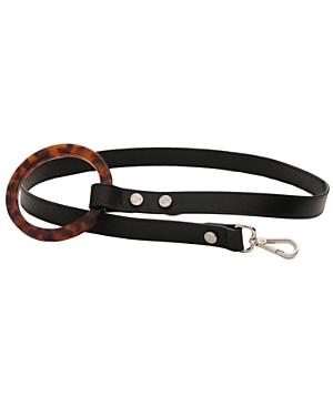 Shaya Pets Susan Long Leather Dog Leash With Acrylic Handle In Black