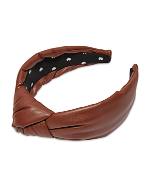 Lele Sadoughi Faux Leather Knotted Headband In Brown