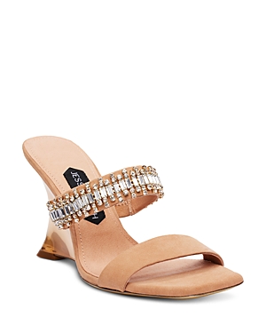 Jessica Rich Women's Gem Embellished Slip On Wedge Sandals