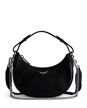 Zadig & Voltaire Moonrock Small Grained Leather Handbag In Noir