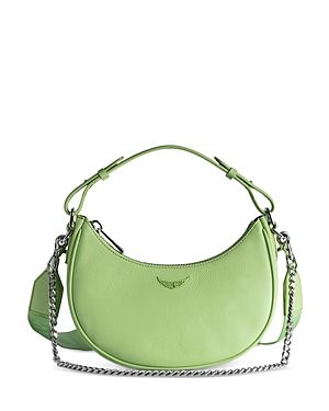 Shop Zadig & Voltaire Moonrock Small Grained Leather Handbag In Tonic