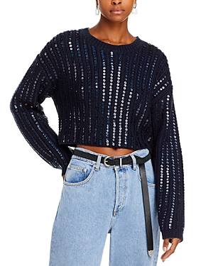 Shop Cinq À Sept Cinq A Sept Phoebe Sequin Sweater In Navy