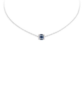 Miseno Jewelry 18K White Gold Procida Blue Sapphire & Diamond Cylinder Pendant Necklace, 16-18