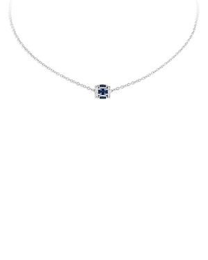 18K White Gold Procida Blue Sapphire & Diamond Cylinder Pendant Necklace, 16-18