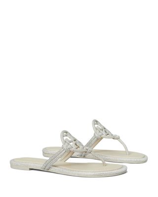 Tory Burch Women's Miller Knotted Emblem Slip On Thong Sandals