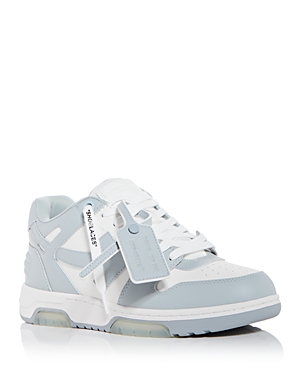 Off-white Low Top Sneakers With Perforated Toe And Rubber Sole In Gray