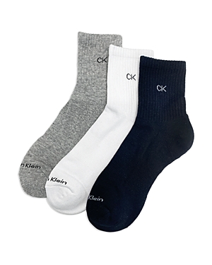 Calvin Klein Cushioned High Quarter Socks, Pack Of 3 In Dark Blue