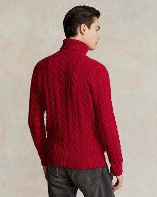 Cable Knit Wool Cashmere Turtleneck Sweater