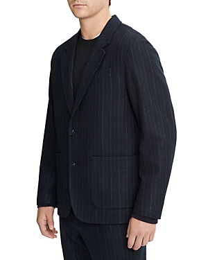 Shop Vince Flannel Pinstriped Blazer In Coastal Bone