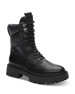 Ash Gotta Combat Boots In Black Leather In Black
