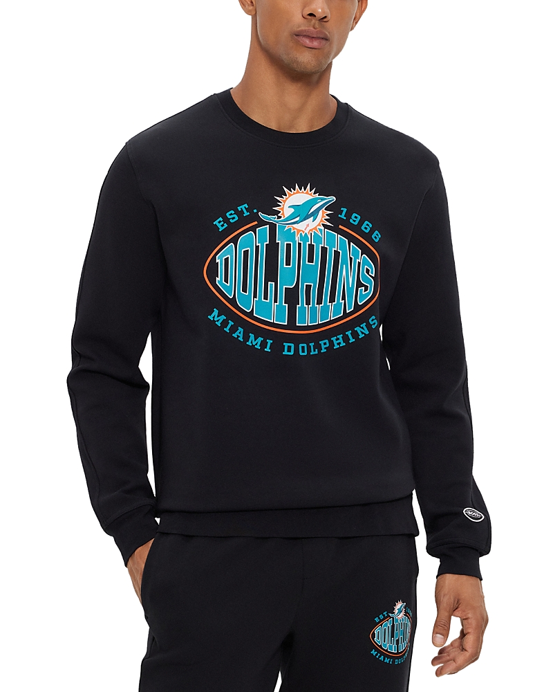 Hugo Boss Boss X Nfl Cotton-blend Sweatshirt With Collaborative Branding In Black