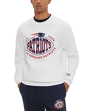 Shop Hugo Boss X Nfl New England Patriots Crewneck Sweatshirt In Open White