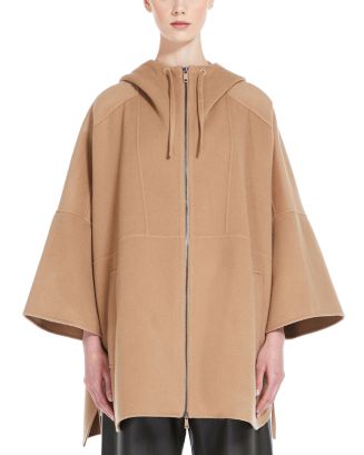 VIP【送料関税込】MAX MARA WOOL HOODED CAPE Wool-blend hooded cape, camel | 
