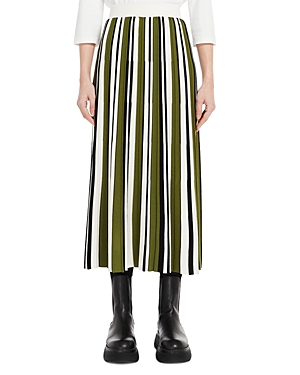 Weekend Max Mara Editta - Pleated Skirt In Stretch Yarn In Green