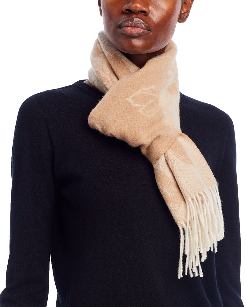 C By Bloomingdale's Cashmere Woven Floral Scarf - Exclusive In Tan