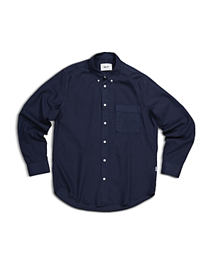 Shop Nn07 Arne Bd 5655 Twill Regular Fit Button Down Shirt In Navy Blue