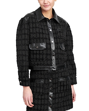 En Saison Melbrooke Mixed Media Jacket In Black