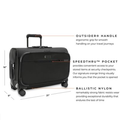 Baseline Wide Carry On Spinner Garment Suitcase