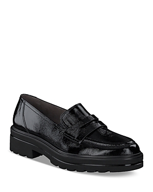 Paul Green Women's Samone Patent Leather Loafer Flats In Black Crinkled Patent