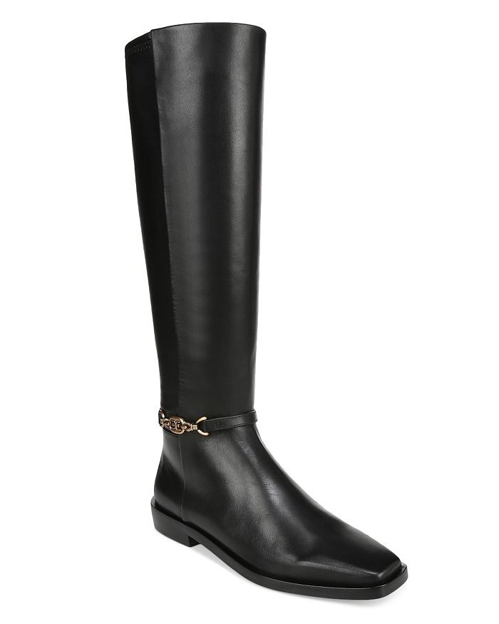 Shop Sam Edelman Women's Clive Embellished Riding Boots In Black Leather