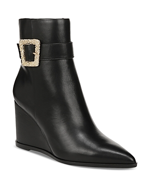 Shop Sam Edelman Women's Weslie Pointed Toe Wedge Booties In Black