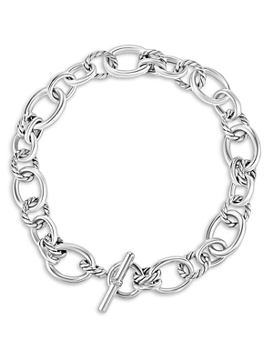 David Yurman Sterling Silver Mercer Diamond Polished Link Collar Necklace, 17