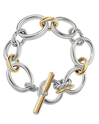 18K Yellow Gold & Sterling Silver DY Mercer Diamond Link Bracelet