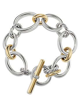David Yurman - 18K Yellow Gold & Sterling Silver DY Mercer Diamond Link Bracelet