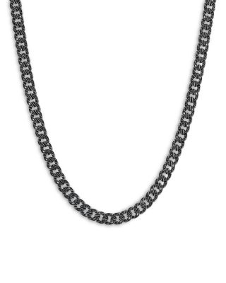 David Yurman - Men's Curb Chain Necklace in Sterling Silver with Black Diamonds, 6mm