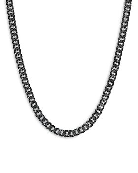 David Yurman - Men's Sterling Silver Chain Black Diamond Pavé Curb Link Necklace, 22"