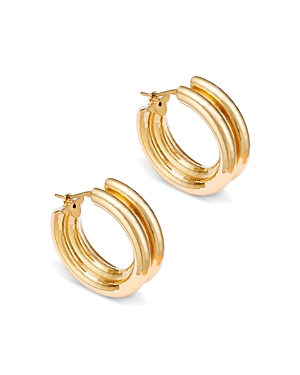 Photos - Earrings Bloomingdale's Polished Triple Small Hoop  in 14K Yellow Gold Gold