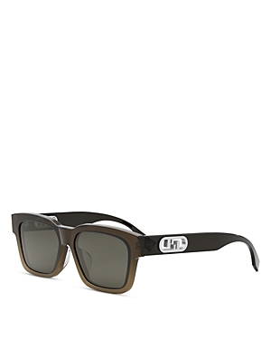 Fendi O'lock Rectangular Sunglasses, 53mm In Brown/gray Solid