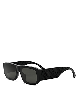 Fendi Shadow Rectangular Sunglasses, 54mm In Black/gray Solid