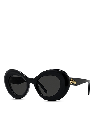Shop Loewe Curvy Butterfly Sunglasses, 47mm In Black/gray Solid