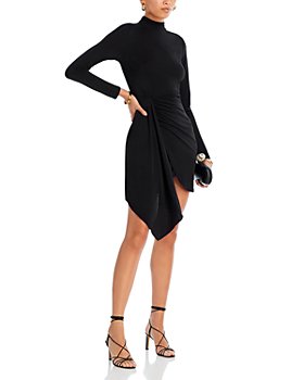 Ladies Classic Black Shift Dress Long Sleeve Covered Button Cuff Knee Length