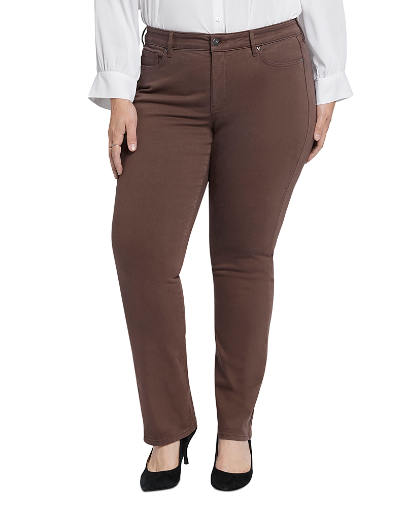 Nydj Plus Marilyn Coffee Bean Straight Leg Jean In Brown