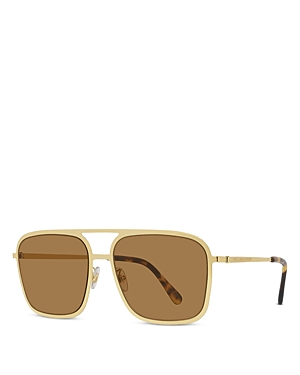 Stella Mccartney Pilot Metal Alloy & Plastic Aviator Sunglasses In Gold/brown Solid