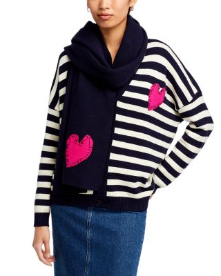 AQUA - Solid Appliqu&eacute; Heart Scarf - Exclusive
