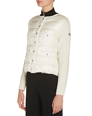 Shop Moncler Quilted Front Cardigan In White