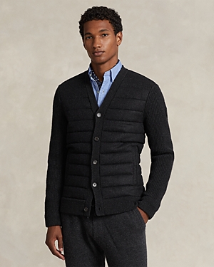 POLO RALPH LAUREN WOOL & CASHMERE QUILTED REGULAR FIT V NECK CARDIGAN