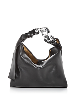 Jw Anderson Small Chain Leather Hobo In Black