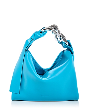 Shop Jw Anderson Small Chain Leather Hobo In Tourquoise