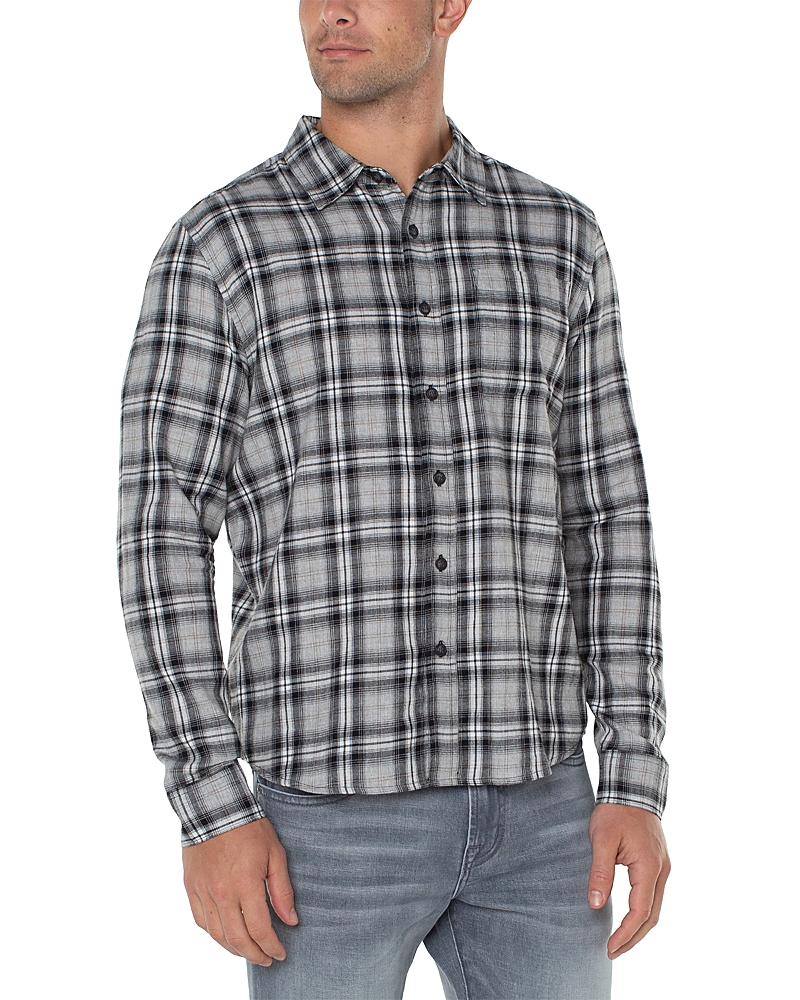 Liverpool Los Angeles Button Front Long Sleeve Shirt In Cedar Brown
