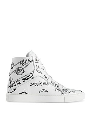 Zadig & Voltaire High Flash High-top Leather Sneakers In Blanc