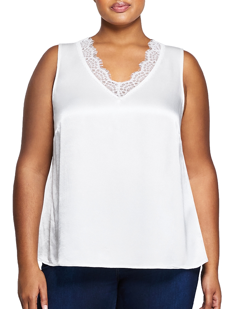 Estelle Plus Alessandra Lace Trim Tank In Milk