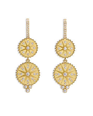 Shop Temple St Clair 18k Yellow Gold Diamond Orbit Star Linear Drop Earrings