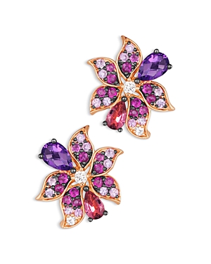 Bloomingdale's Multi-gemstone & Diamond Flower Statement Earrings In 14k Rose Gold In Multi/rose Gold